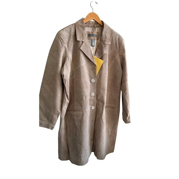 NWT Jessica Holbrook Genuine Leather Suede Blazer Jacket 1X Beige - Picture 4 of 14